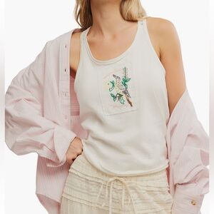 Free People NWT State Bird Embroidered Graphic Cotton Tank